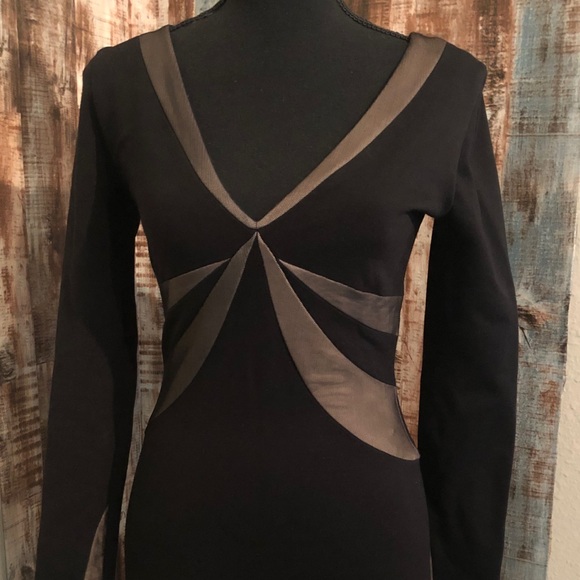 Bcbgmaxazria black long sleeve bodycon dress - Picture 1 of 8